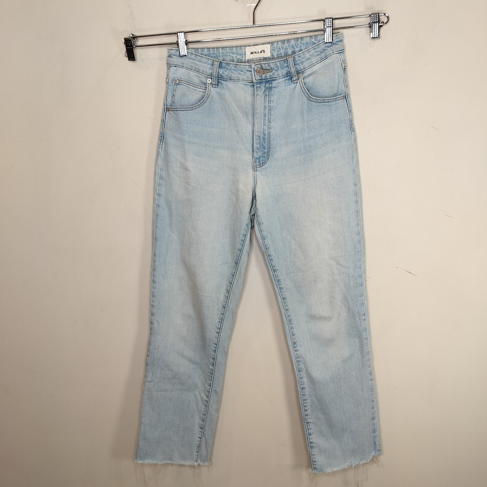 Rolla's High Rise Straight Leg Jeans Fray Hem
